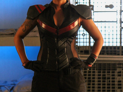 This custom-fit, armored body suit was a collaboration of armor fabricated by Fonco and costume created by Castle Corsetry for a space scene in a Fonco produced music video, directed by Fon Davis. 	